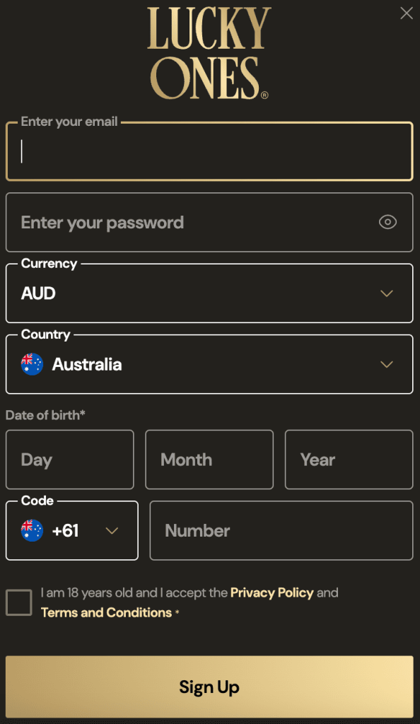 Registration form for Australian Players