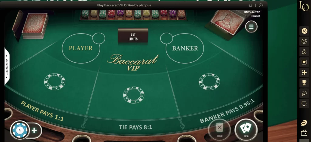 VIP Baccarat Demo Mode at LuckyOnes